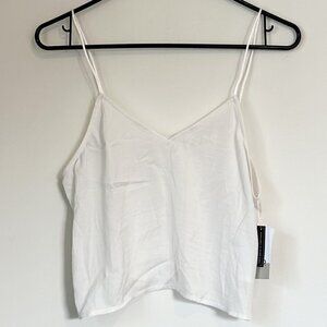 NWT BP Crop White Satin V-Neck Spaghetti Strap Camisole Tank Top - Size Small